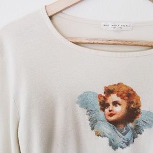 Truly madly deeply cherub long sleeve crop tee